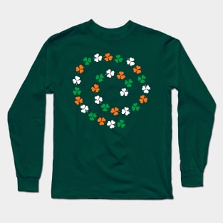 Green White Orange St Patricks Day Shamrock Spiral Long Sleeve T-Shirt